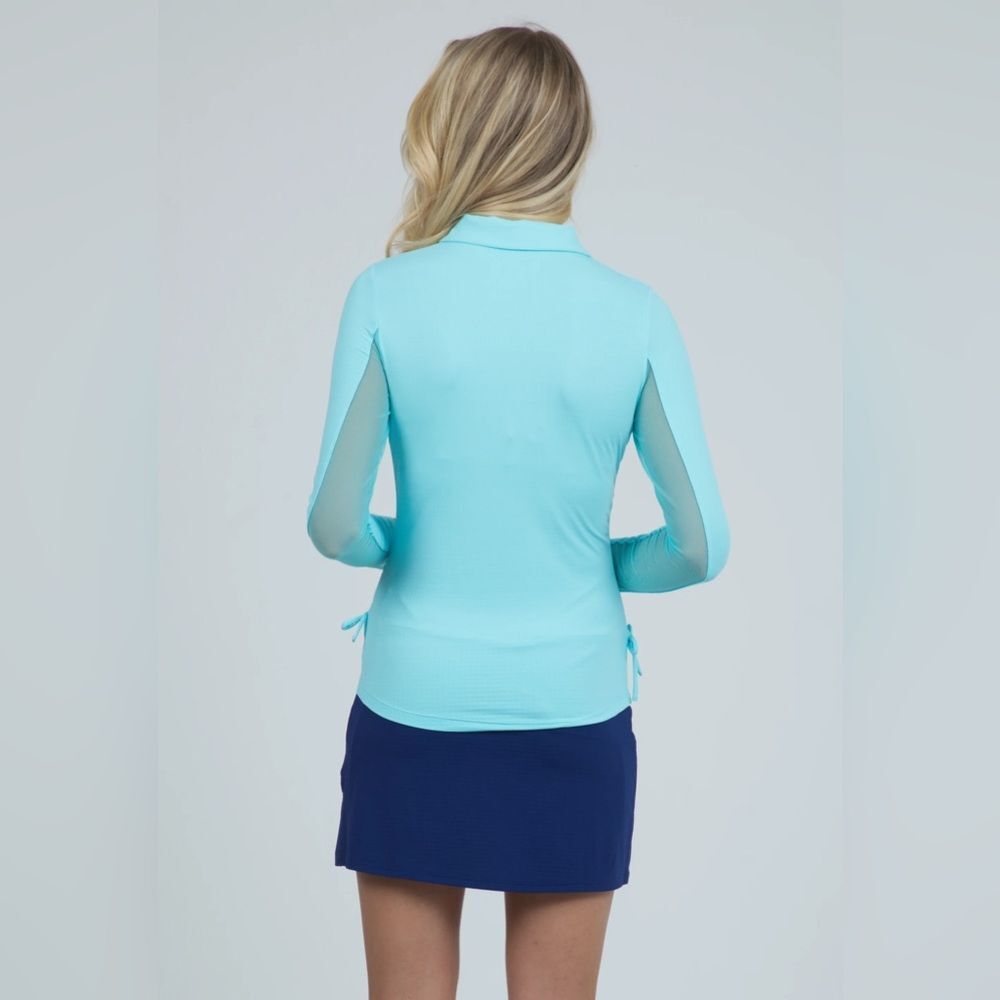 IBKUL Adjustable Length Long Sleeve Polo in Seafoam S NWOT - Picture 3 of 13